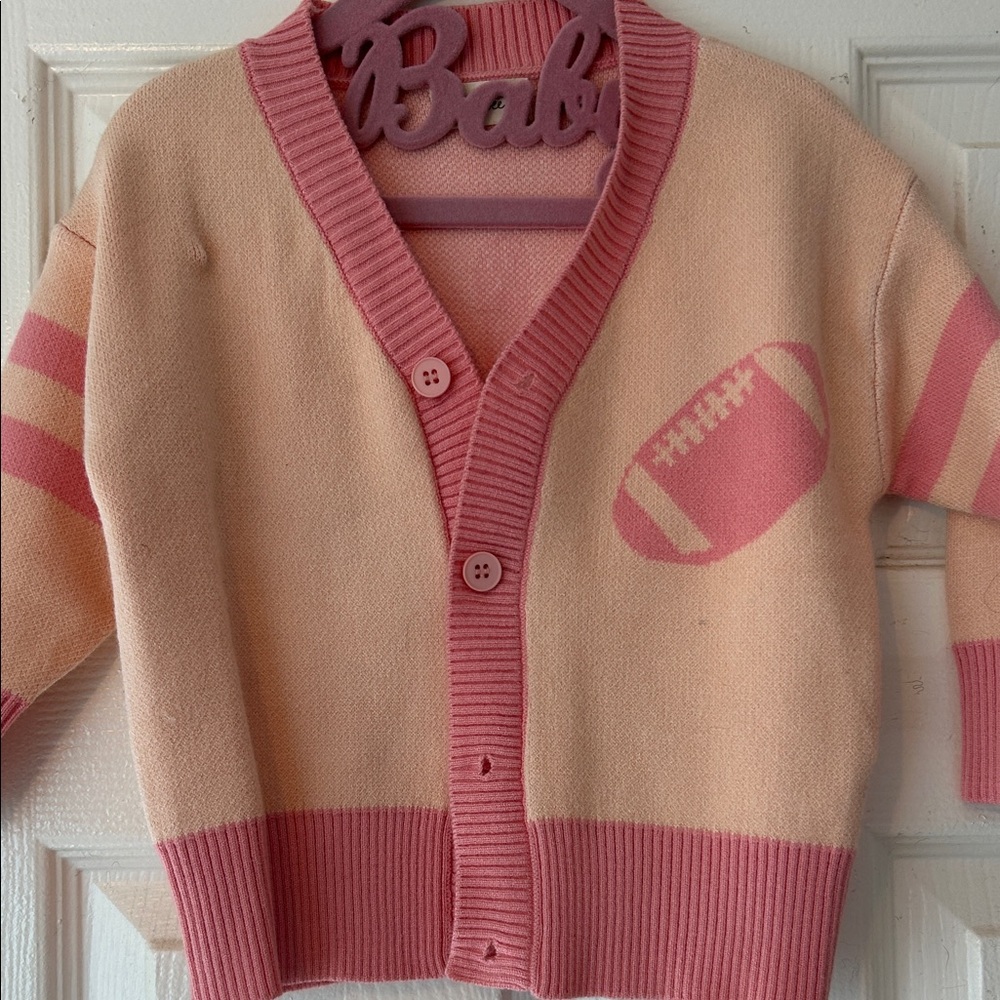 Kids Pink Football Cardigan Sweater